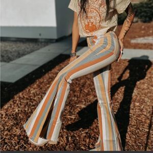 SAINTS & HEARTS BELL BOTTOMS IN MULTICOLORED STRIPES